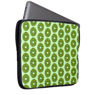 Capa Para Notebook Impressão de Férias de Natal Green Holly Wreath