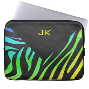 Capa Para Notebook Impressão de Monograma Zebra Negra e Arco-Íris