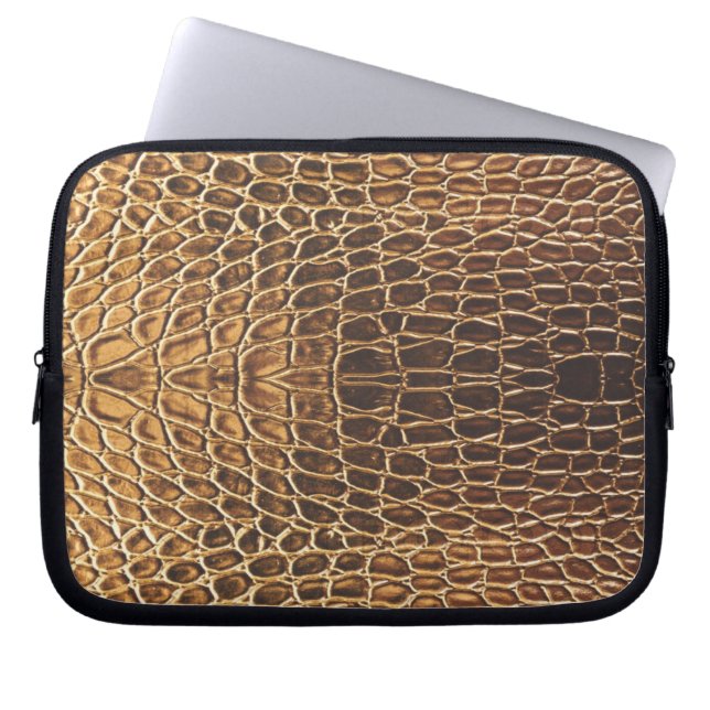 Capa Para Notebook Impressão de Pele de Jacaré Marrom Claro (Frente)