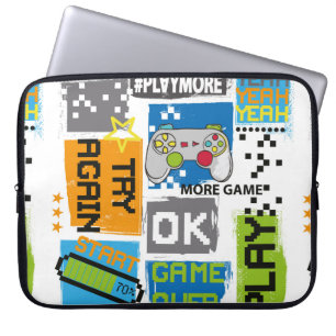 Capa Para Notebook Impressão de pixel do jogo de tipografia. Ilustra