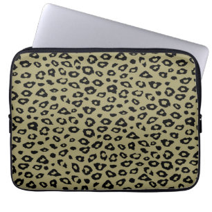 Capa Para Notebook Impressão Dourada de Leopardo Preto