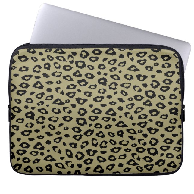 Capa Para Notebook Impressão Dourada de Leopardo Preto (Frente)