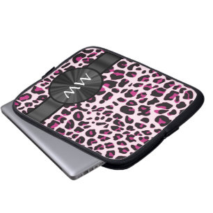 Capa Para Notebook Impressão e monograma rosa-leopardo