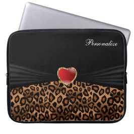 Capa Para Notebook Impressão Elegante de Animal Leopardo com Coração
