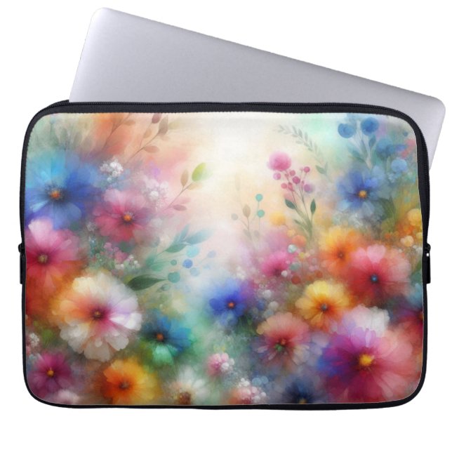 Capa Para Notebook Impressão Floral Aquarela Abstrata (Frente)