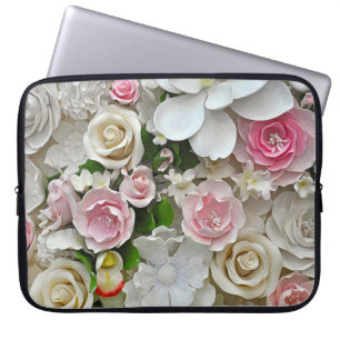 Capa Para Notebook Impressão floral do rosa e o branco
