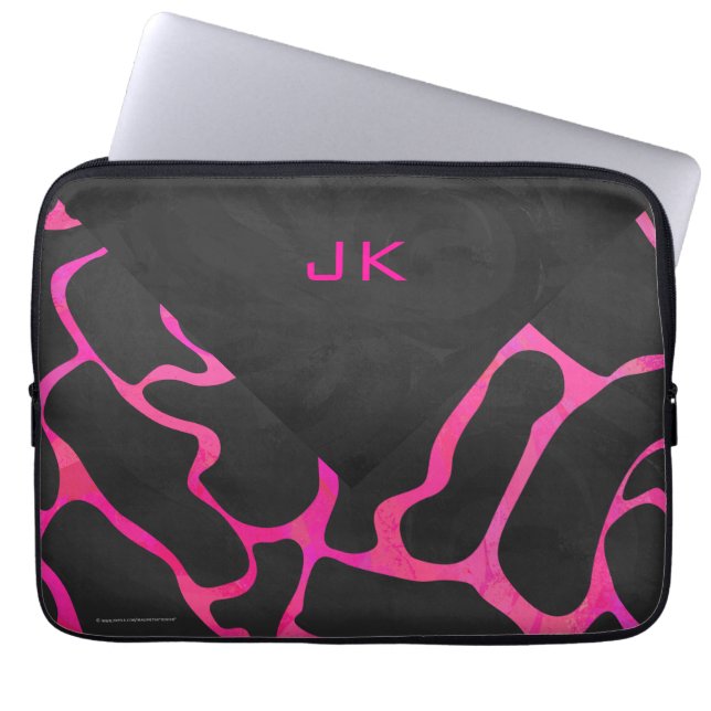 Capa Para Notebook Impressão Girafa Rosa Choque e Preto (Frente)