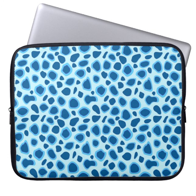 Capa Para Notebook Impressão Leopardo - Cobalto Escuro e Azul-Céu (Frente)