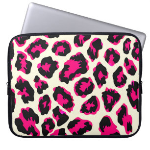 Capa Para Notebook Impressão Leopardo de Animais Rosa e Preto