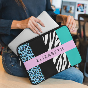 Capa Para Notebook Impressão Leopardo, Impressão Zebra, Azul, Seu Nom