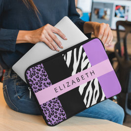 Capa Para Notebook Impressão Leopardo, Impressão Zebra, Roxo, Seu Nom