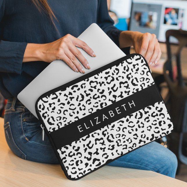 Capa Para Notebook Impressão Leopardo, Manchas, Preto E Branco, Seu N (Criador carregado)