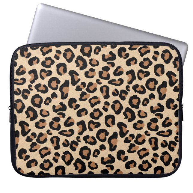 Capa Para Notebook Impressão Leopardo, Preto, Marrom, Ferrugem e Banh (Frente)