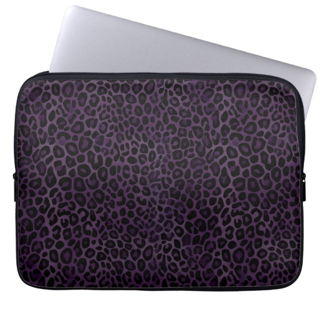 Capa Para Notebook Impressão Leopardo Preto Púrpura Chic (Frente)