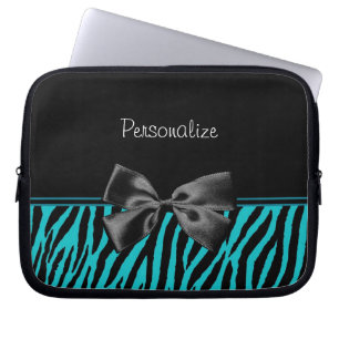 Capa Para Notebook Impressão na moda da zebra do preto e da cerceta