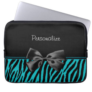 Capa Para Notebook Impressão na moda da zebra do preto e da cerceta