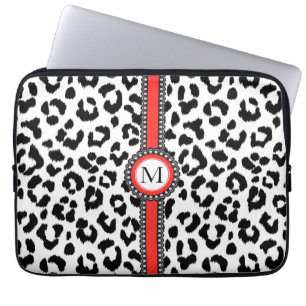Capa Para Notebook impressão preto e branco do leopardo com monogram