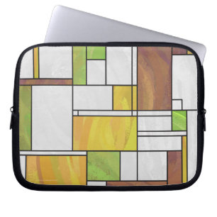 Capa Para Notebook Impressão Verde Amarelo Mondrian