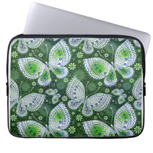 Capa Para Notebook Impressão Verde de Borboleta de Paisley
