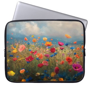 Capa Para Notebook Impressionista de flor selvagem vibrante