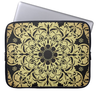 Capa Para Notebook Incêndios Dourados de luxo Fundo Floral