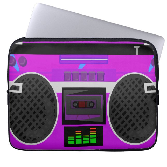 Capa Para Notebook Incrível Boombox Ilustrado Roxo dos Anos 80 (Frente)