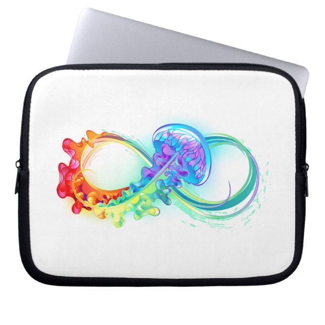 Capa Para Notebook Infinidade com água-vivas do Arco-Íris (Frente)