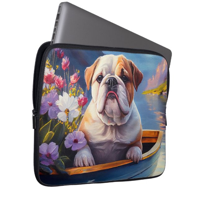 Capa Para Notebook Inglês Bulldog em um Paddle: Uma Aventura Cênica (Frente Esquerda)