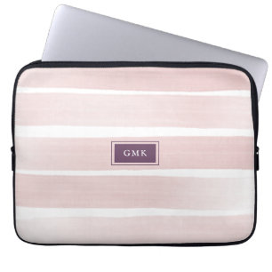 Capa Para Notebook Iniciais de Monograma de Faixa Rosa Pintados com A