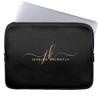Capa Para Notebook Iniciais de Monograma de Script Elegante Moderno D