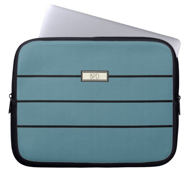 Capa Para Notebook Iniciais Monogramadas Elegantes Moderno Turquesa (Frente)
