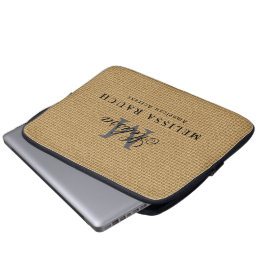 Capa Para Notebook Iniciais Personalizadas Nome & Título Padrão Juta