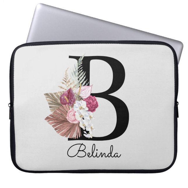 Capa Para Notebook Inicial B Rosa Moderno Boho Girassol Floral (Frente)