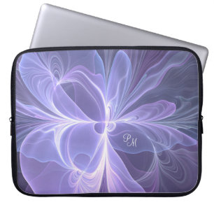 Capa Para Notebook Iniciales de Arte Fractal Abstrato Roxo Moderno