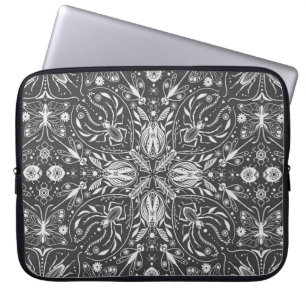 Capa Para Notebook Insetos, esbranquiçado a preto