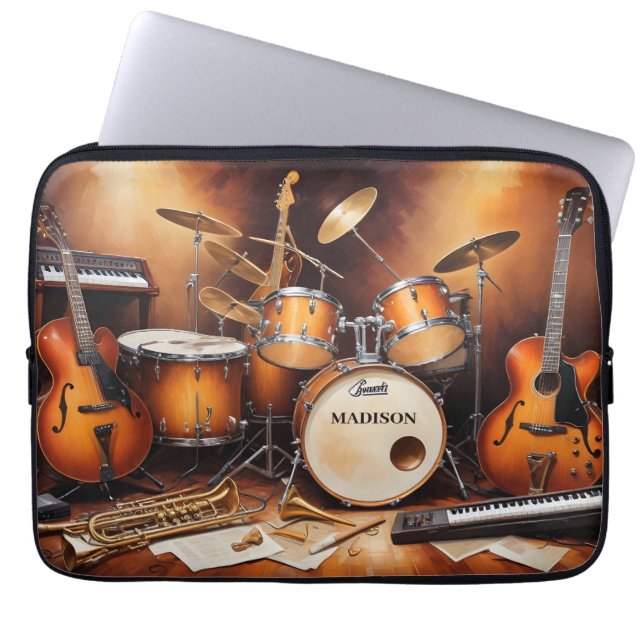 Capa Para Notebook Instrumentos Musicais Nome Personalizado (Frente)