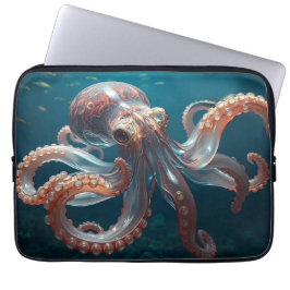 Capa Para Notebook Iridescent Glass Octopus Art | Deep Sea Life