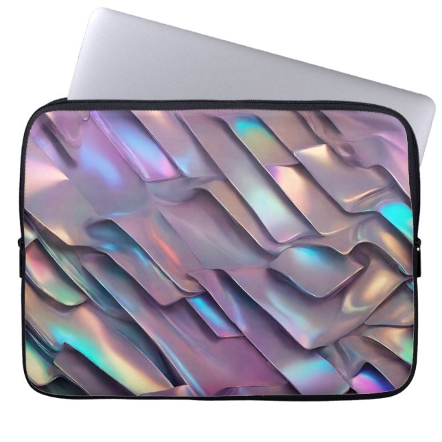 Capa Para Notebook Iridescente futurista/abstrato holográfico (Frente)