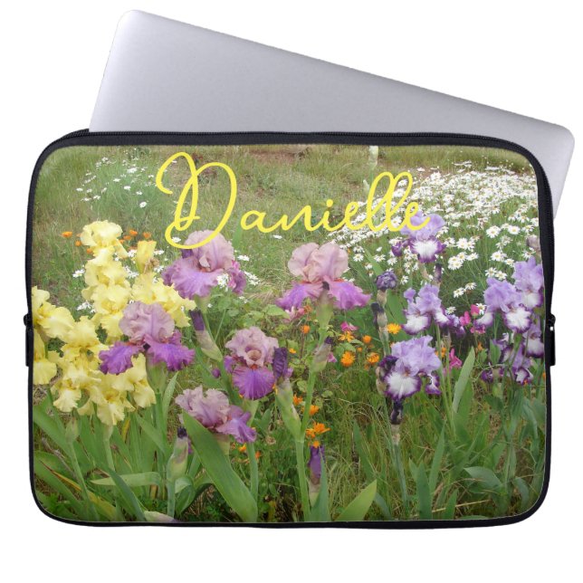 Capa Para Notebook Iris irises florais Flores Jardim de Algodão Anive (Frente)