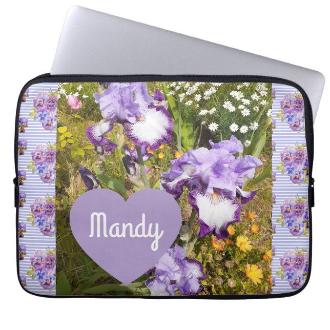 Capa Para Notebook Iris Irises Roxo Flor Aniversário Raparigas Nome (Frente)