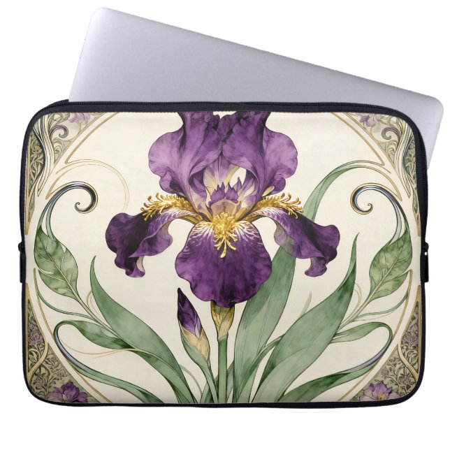 Capa Para Notebook Íris Roxa Art Nouveau (Frente)