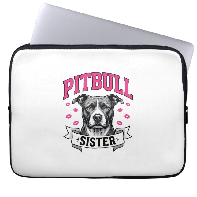 Capa Para Notebook Irmã Pitbull Design Vetorial de Amante de Cachorro (Frente)