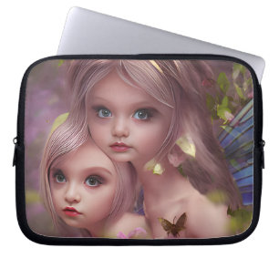 Capa Para Notebook Irmãs Fadas entre Flores na Floresta