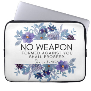 Capa Para Notebook Isaiah 54:17 Nenhuma Arma Escritura Cristã Floral