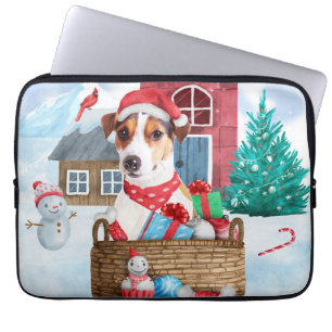 Capa Para Notebook Jack Russell Cachorro Na Casa De Cachorro De Neve