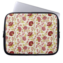 Capa Para Notebook Jacobean Floral Reds Pinks Dourado Cream