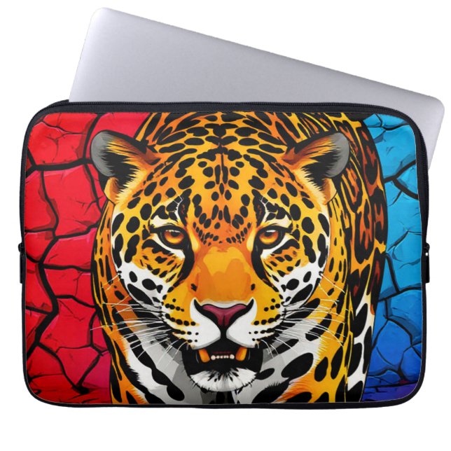 Capa Para Notebook Jaguar em Fundo de Terra Rachada (Frente)