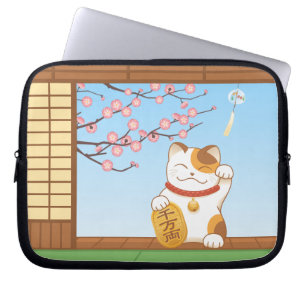 Capa Para Notebook japonês Lucky Calico Cat, Maneki Neko