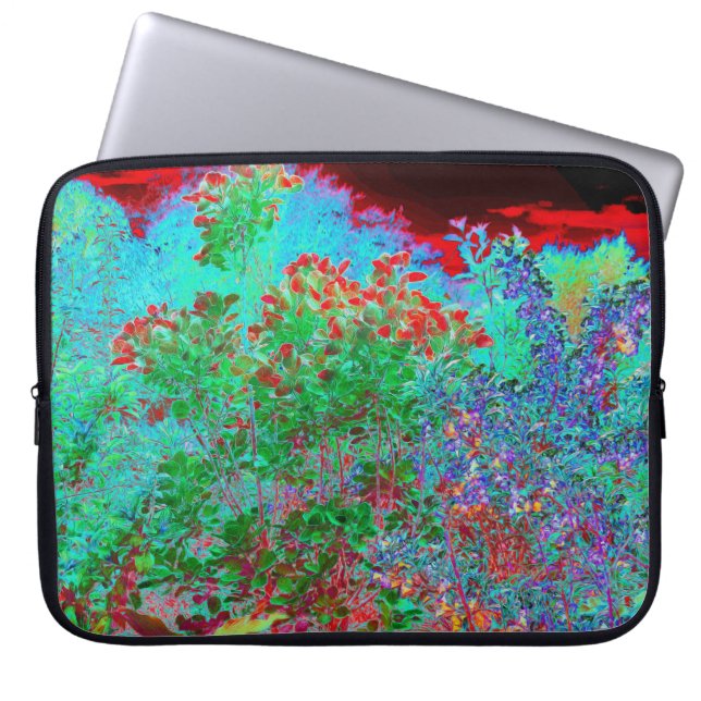 Capa Para Notebook Jardim Abstrato Colorido com Crimson Sunset (Frente)