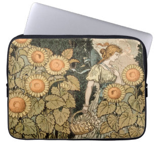 Capa Para Notebook Jardim Art Nouveau de Girassol Mulher Grasset